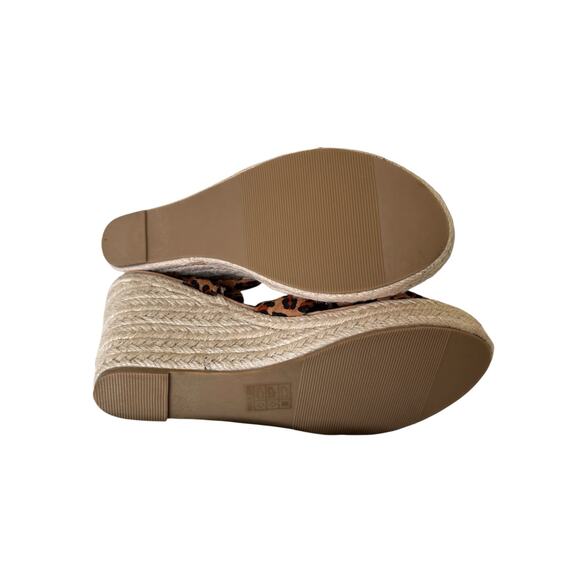Leopard Print Wedge Sandals Women’s 8.5 Espadrille Platform Bow Strappy Shoes - Picture 10 of 10